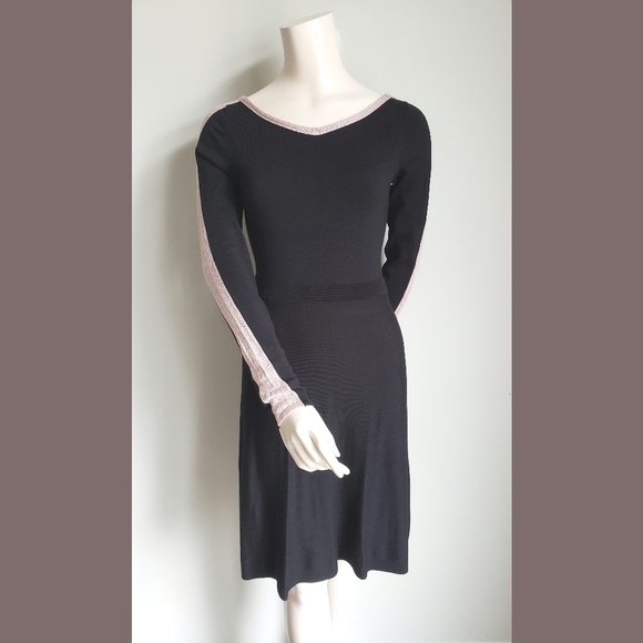 RW&Co Black Sweater Dress With Pink Details NWT - Picture 2 of 9